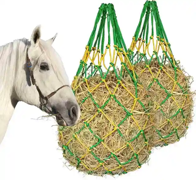 2 PCS Slow Feed Hay Net for Horse 2" Holes Hay Nets Strong Load-Bearing Hay Bag Hanging for Horse Stable Trailer 2