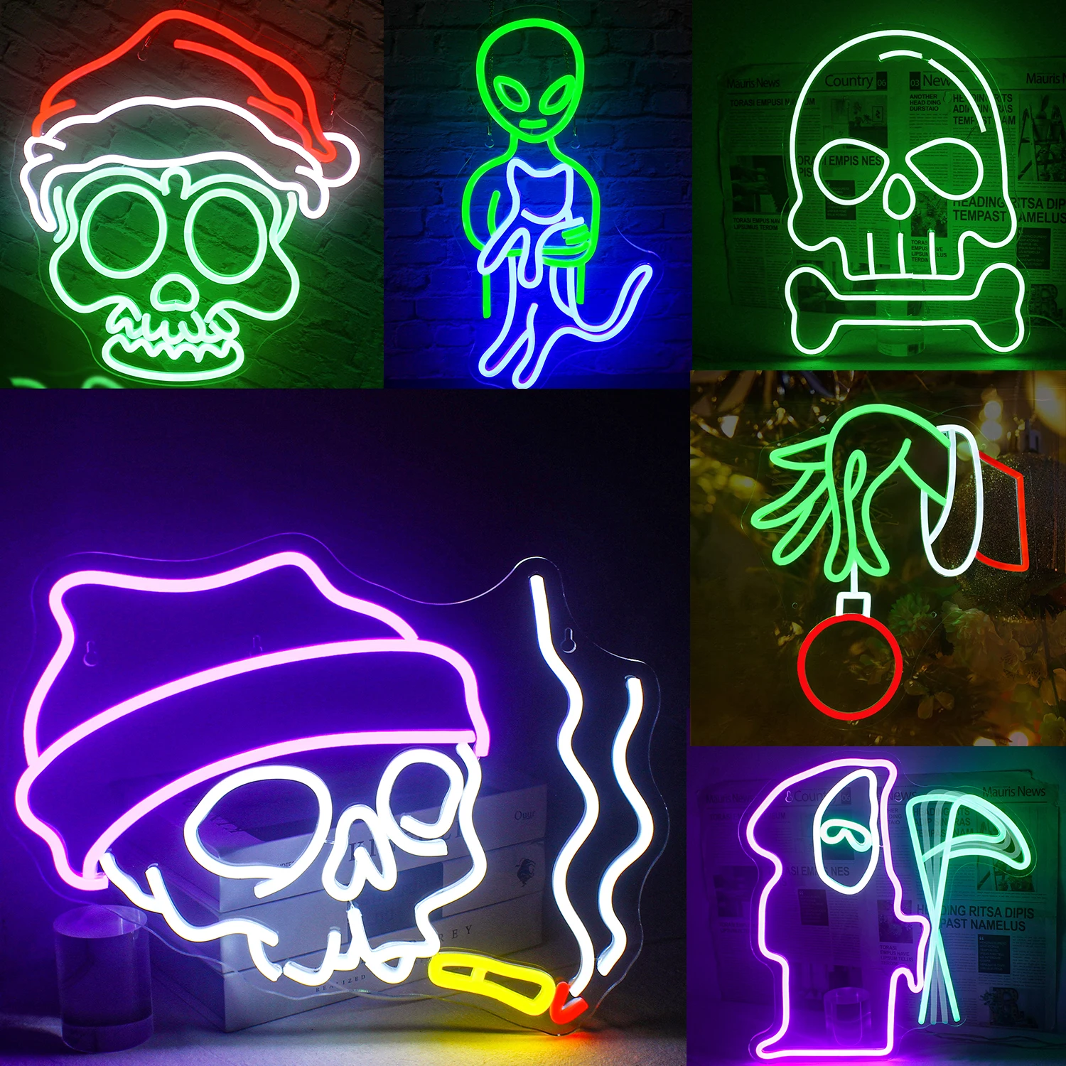 Christmas Halloween Neon Sign Bedroom Christmas Party neon Lights Personalized Home Bar Pub Club Decor Wall Fun Atmosphere Light rgb led rock lights car chassis undergolw decorative ambient lamps 12v bluetooth smart ip68 waterproof atmosphere light