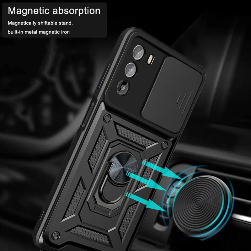 Slide Camera Lens Armor Case with Magnetic Holder Ring and Protective Cover