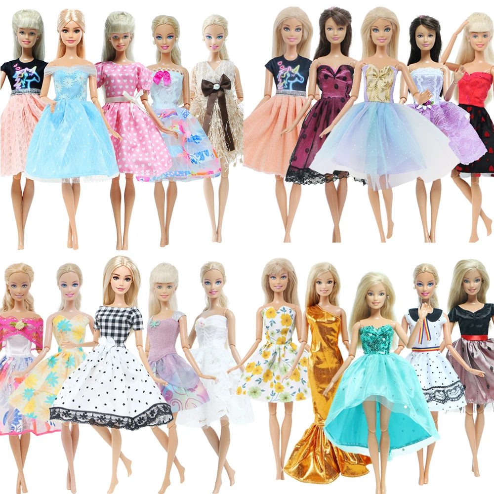 Fashion Doll Dress 5 Set Handmade Lace Mini Party Gown Wedding Wear Skirt Clothes for Barbie Doll Accessories Kids Gift barbie doll clothes doll clothes doll accessories doll clothes accessories