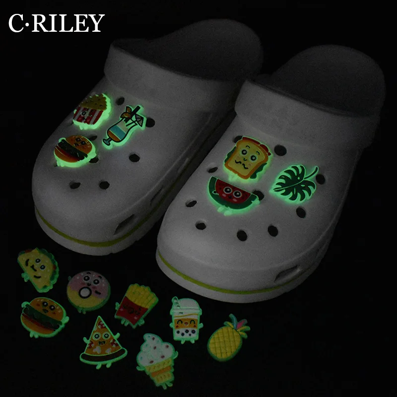 

15pcs Glowing Food Shoe Charms for Croc Cartoon Hamburger Shoe Luminous Pizza Shoe Accessories Fluorescent Croc Decorations