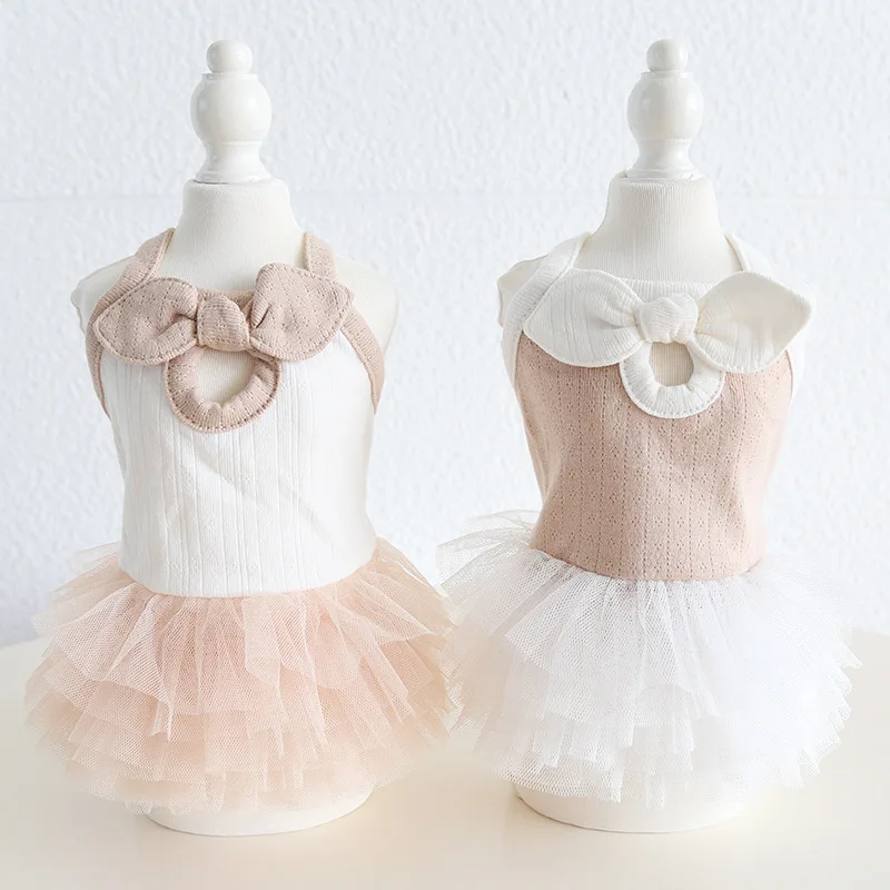 New Spring And Summer Dog Clothes: Charming Puppy Party Dress Soft Breathable Cotton Clothes For Small Dog