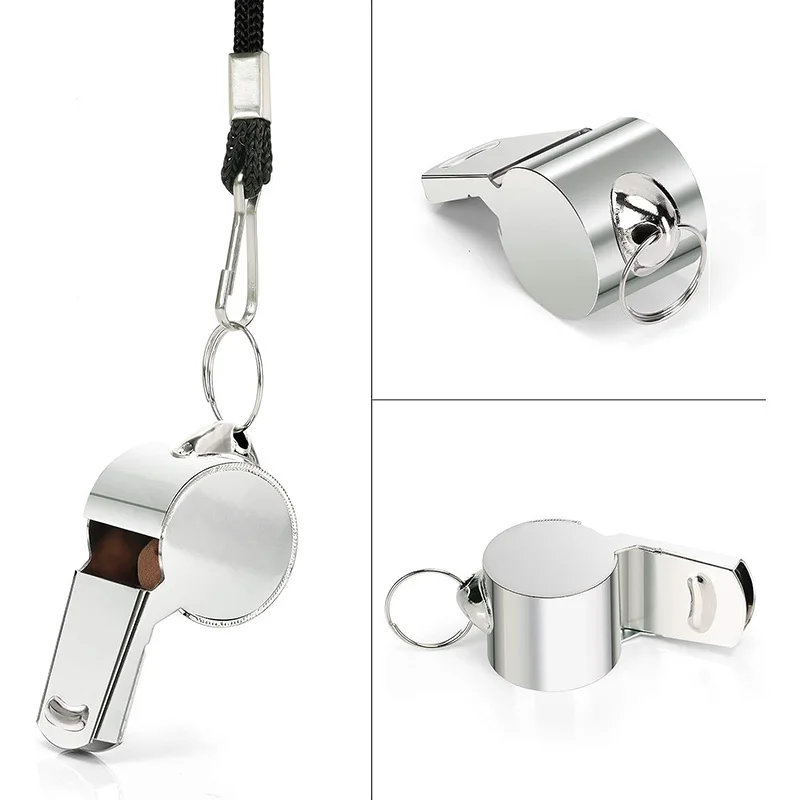 2pcs Referee Whistles Stainless Steel Super Loud Sports Whistle with Lanyard Coaches Soccer Football Rugby Emergency Whistle sport whistle soccer whistle metal whistle