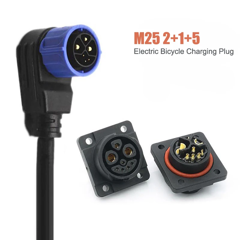 Conector de Bateria Scooter Ip67 Mais + Bicicleta Elétrica Carregamento Porto Fio Masculino Feminino 8pin Lithium Battery Plug Socket M25 Mais +