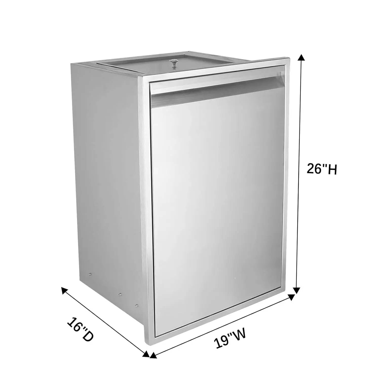 Bulit in Trash Drawer Stainless Steel Pull-Out Trash Drawer W19XD16XH27 Inch Outdoor Kitchen Propane Tank for Storage for