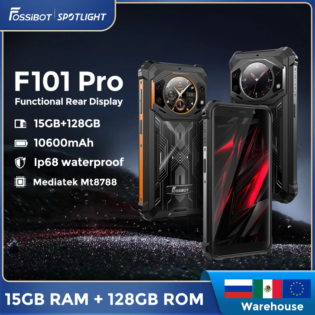 Fossibot F101Pro Smartphone Robusto 15Gb + 128Gb Android 13 Ip68 Telefono Cellulare Impermeabile 10600Mah Nfc Cellulare Versione Globale