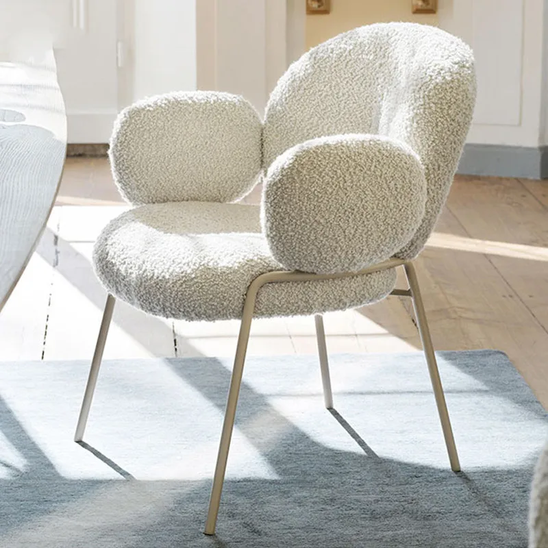 

Italian Style Lamb Wool Chair Wooden Childrens Stool Home Leisure Living Room Balcony Restaurant Furniture Designer Chair