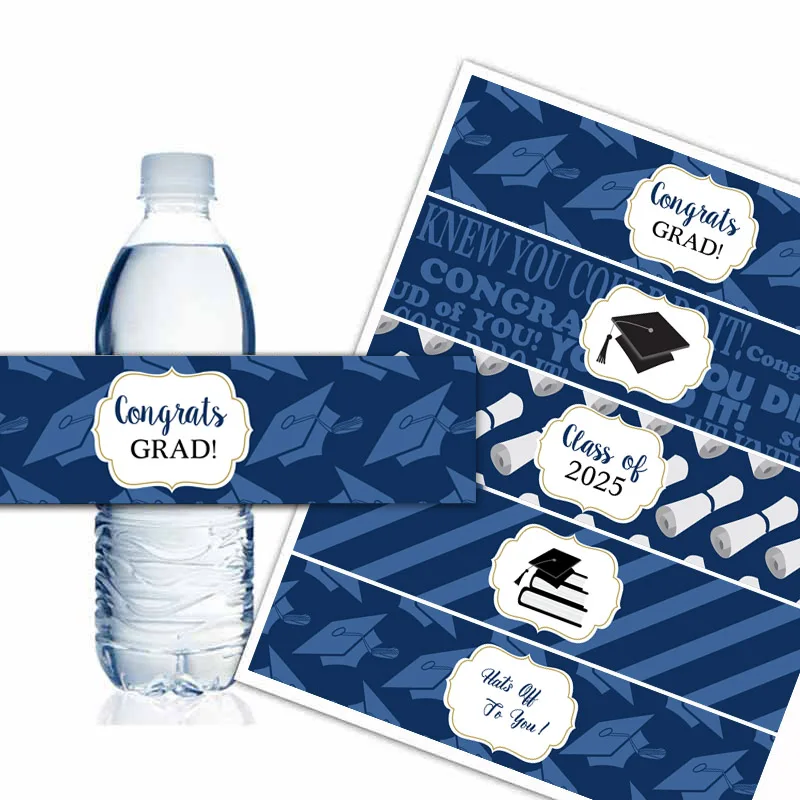Class of 2025 Bottle Wrappers Graduation Water Bottle Labels Black and Gold Graduation Party Favors - AliExpress for Free Printable Graduation Water Bottle Labels