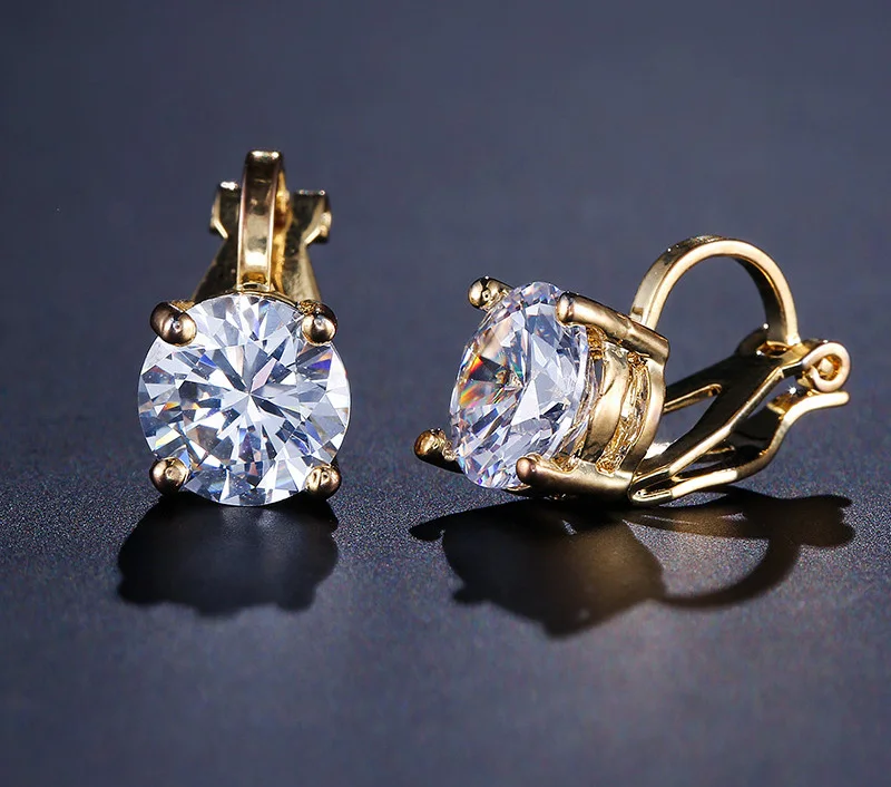 Ear Clip Earrings Clip Earrings Ear Clip Ear Accessories 7mm Cubic Zircon Ear Cuffs Earrings Round Crystal Fake Piercing Clip Earrings For Women Wedding Party Jewelry