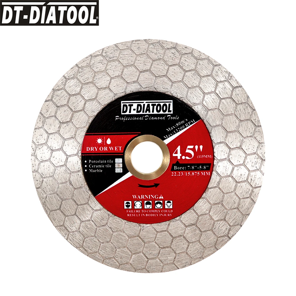 

DT-DIATOOL 4.5"/115mm Cuting Disc Dry Double-Side Diamond Cut Grinding Blade for Ceramic Tile Marble Grit60 Saw Blades