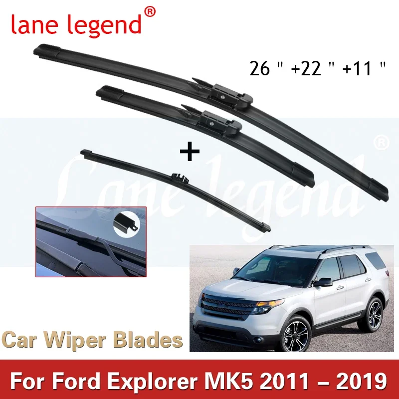 

Car Wiper Front & Rear Wiper Blades Set For Ford Explorer MK5 2011 - 2019 Windshield Windscreen Window Rain Brush 26"22"11"