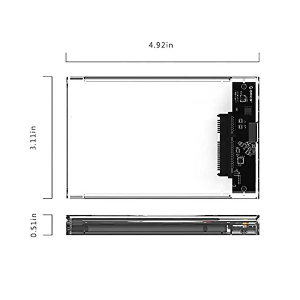 HDD 인클로저 2.5 인치 USB 3.0 하드 드라이브 케이스, 고속 데이터 변속기 SSD 투명 박스