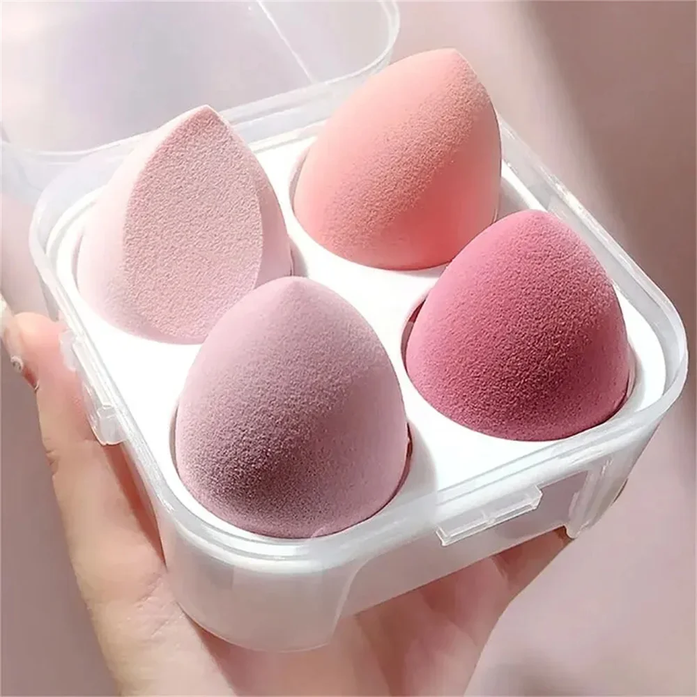 4PCs 메이크업 스폰지 블렌더 미용 계란 화장품 퍼프 부드러운 파운데이션 스폰지 파우더 퍼프 여성용 메이크업 액세서리 미용 도구