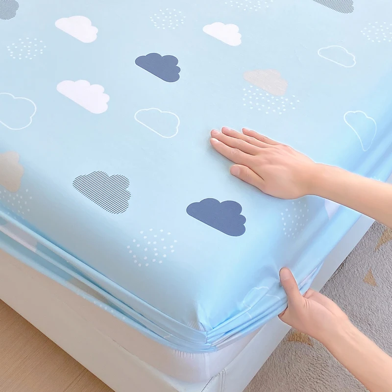 Elastic Fitted Sheet 100% Cotton Bed Cover Cute Print Bedsheet Queen Size Bed Linen Soft Mattress Covers (Pillowcase Need Order) 2