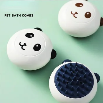 Dog Bath Brush Panda Massage Comb Pet Cat Cleaner Puppy Wash Tools Bathroom Grooming Brush Bath Supplie Dog Soft Silicone Brush 1