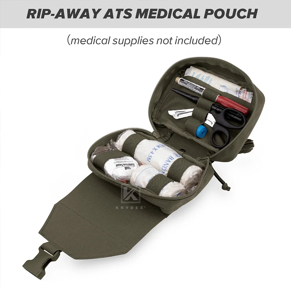 KRYDEX Tactical Tear Off First Aid IFAK Pouch Rip Away Medical Pouch MOLLE EMT Holder Hunting Airsoft Trauma Kit Survival Bag 5