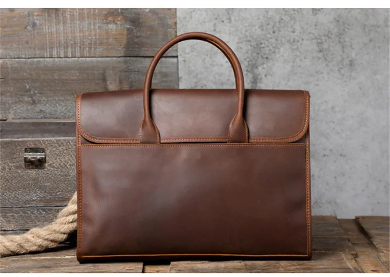 PNDME Retro Business Einfache Aktentasche aus Crazy Horse-Rindsleder für Herren, tägliche wasserdichte Laptoptasche, Arbeitsschultertaschen aus echtem Leder – Detail 8