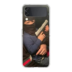 Hard Folding Clear PC Bumper Phone Case with Funny Hasbulla Design for Samsung Z Flip 4 (B7)