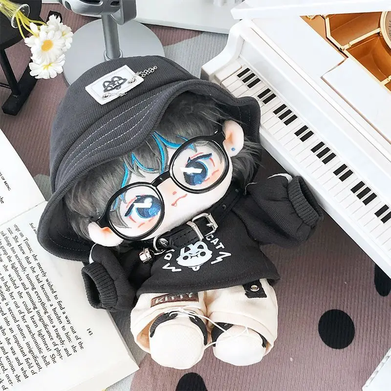 20cm No Attribute Demon Cat Kawaii Cool Handsome Boy Hoodie Hat Costume Set Plush Doll Change Clothes Outfit Cosplay Xmas Gift plush toy doll clothes