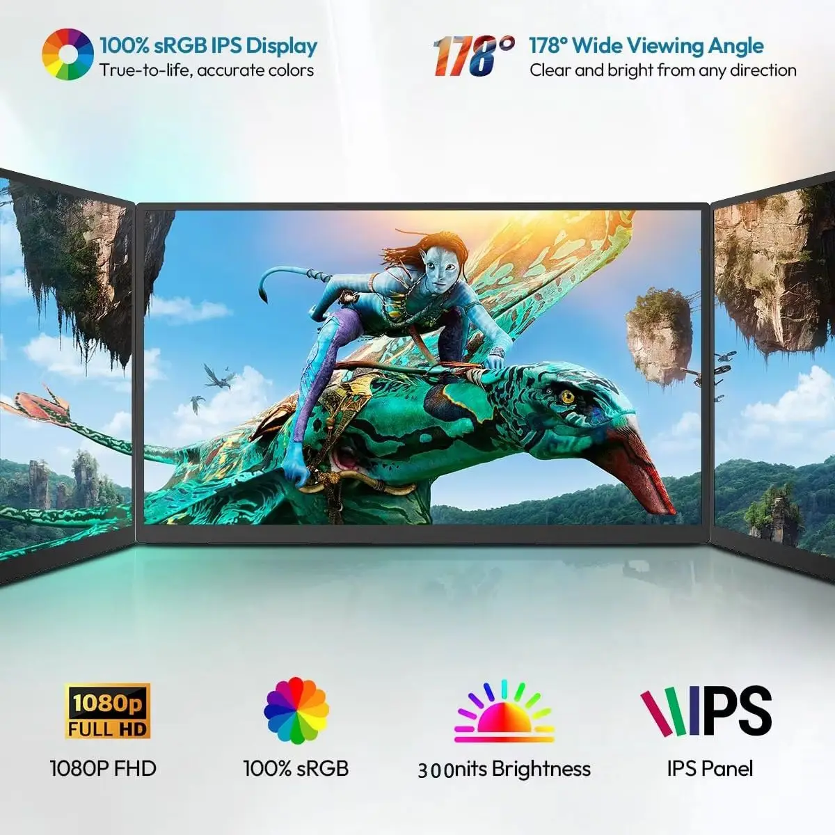 23.8인치 120HZ 게이밍 휴대용 모니터 1920*1080P FHD IPS 16:9 350nits Type-C 미니HDMI 노트북, 휴대폰, TV, PS4/5, Xbox, Mac, Steam용