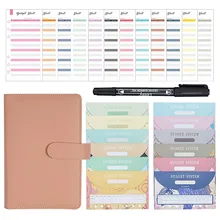 

A6 PU Leather Budget Binder Notebook Money Envelopes Organizer for Cash Saving with Cash Envelopes,Expense Sheets and Marker Pen