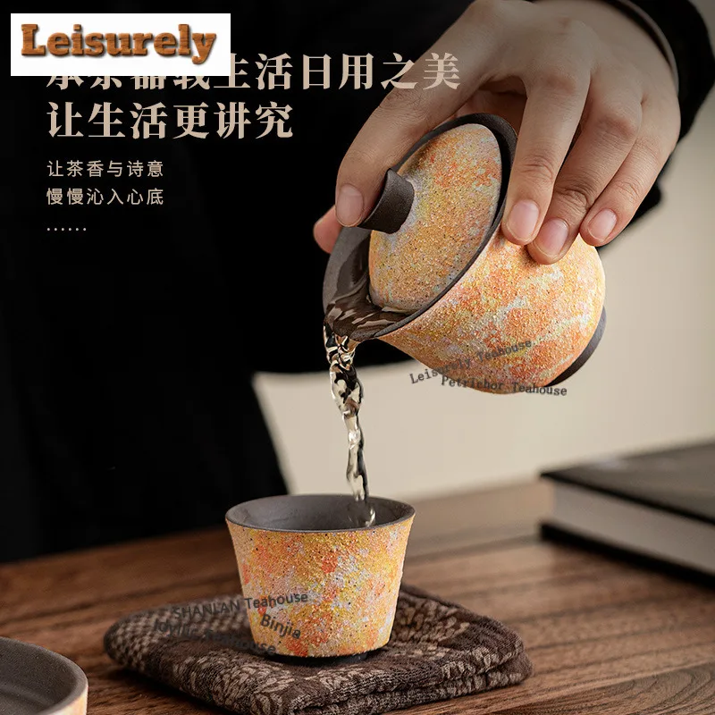 150ML Rock Mineral Gaiwan Boutique Tea Tureen Household Tea Bowl With Lid Kit Tea Maker Cover Bowl Cafes Accessories Collection