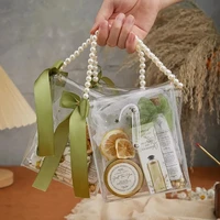 Wholesale Baby Birth Distributions Gifts Bags Transparent Wedding Gift Bags Guests Pvc Handle With Pearl Gifts Box 2