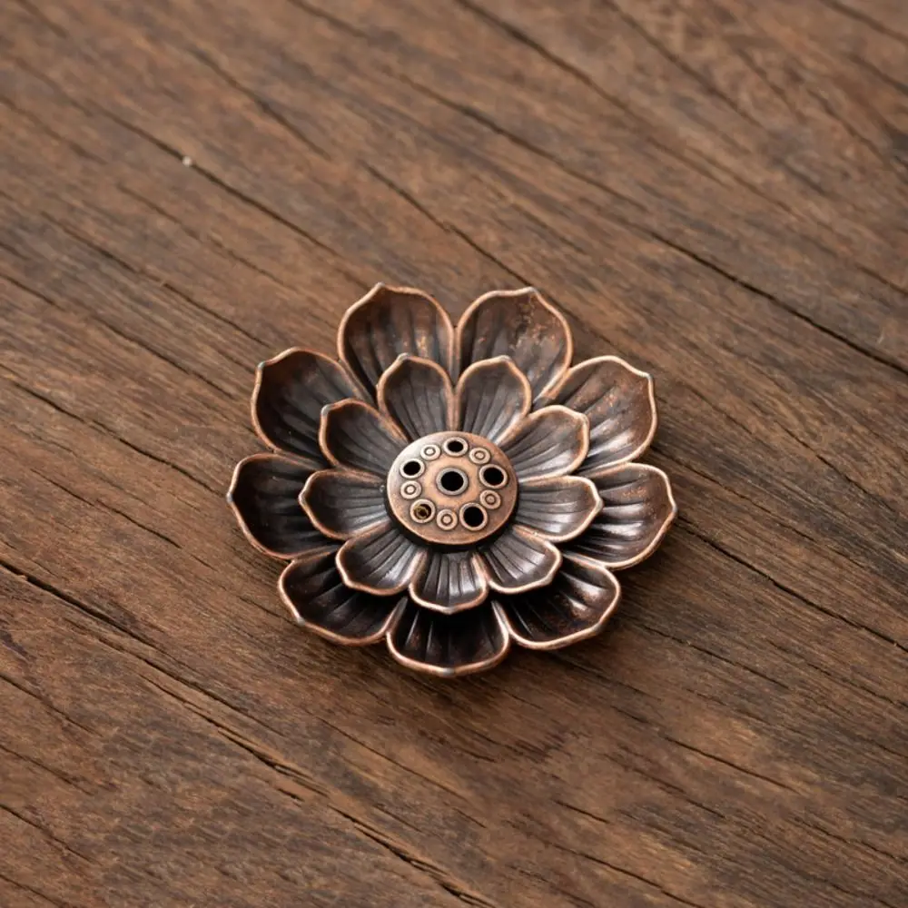 Lotus Design Incense Burner 6 Holes Detachable Ash Catcher Lotus Aromatherapy Stand Vintage 2/3 Layer Incense Stick Holder