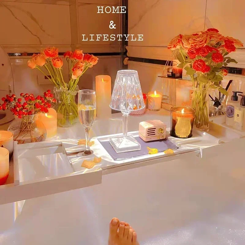 Extendable Bamboo Bathtub Tray Caddy, Bath Tub Organizer with Nonslip Bottom, Wine Tablet Holder for Relaxing Spa