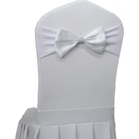 10pcs/50pcs Wedding Satin Chair Sash Elastic Stretch Spandex Chair Bow Band for Banquet Hotel Birthday Party Chairs Decoration 3