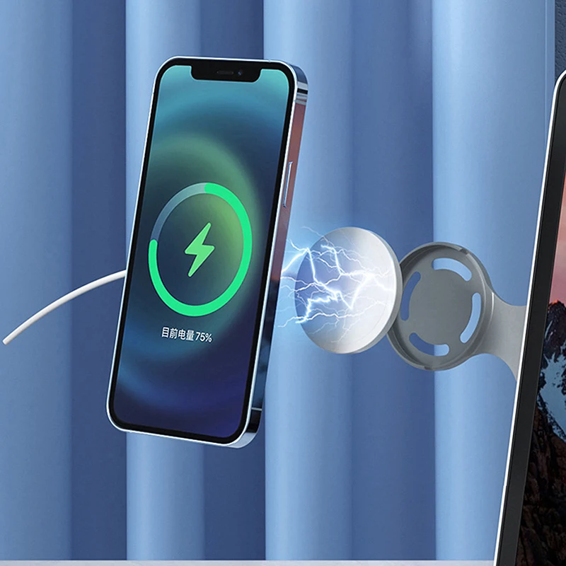 마그네틱 노트북 스크린 휴대폰 거치대, Magsafe ForiPhone 15 14, 조절 가능한 접이식 지지대, 사이드 마운트 스탠드, 디스플레이 브래킷