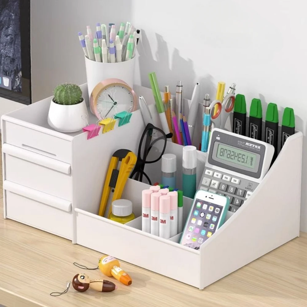 1pc White New Drawer Makeup Storage Box Dormitory Finishing Plastic Shelf Cosmetics Skin Care Dressing Table Desktop 3