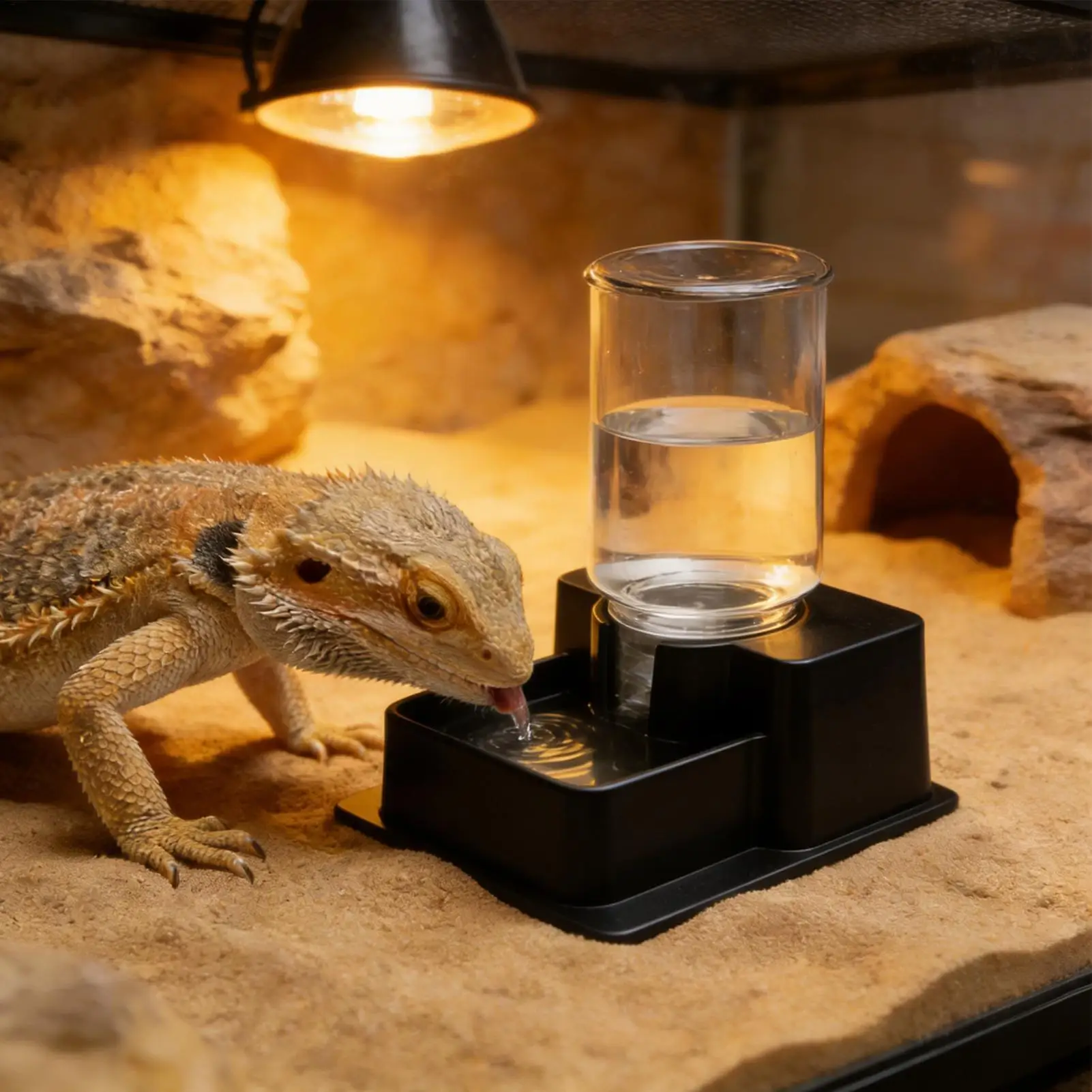 Compact Transparent Turtle Tank with Basking Zone and Ecological Landscaping