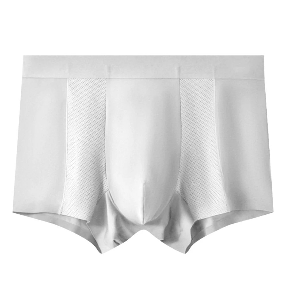

Ice Silk Boxer Briefs Man Breathable Underwear Bugle Pouch Panties Summer Thin Underpants Solid Soft Lingerie Elastic Shorts