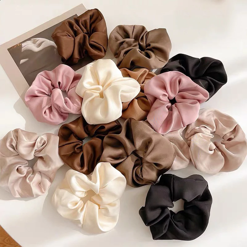 Retro Elegant Solid Color Silk Intestine Hair Ring Hair Band Elastic Bands Girls' Women Accessories Ponytail Holder