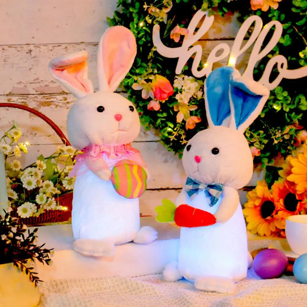 

Bunny Doll Light-up Easter Bunny Plush Toy with Colorful Eggs Carrot Festive Desktop Decoration New Year Gift Bunny Ornament