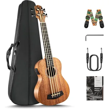CUB402 Electric 30inch All Solid Wood Mahogany Ukulele Bass Tuned as EADG for Professional Music Performance and Studio Recordi