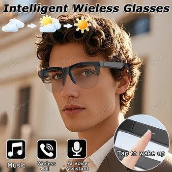 Occhiali Smart F02 Fotocromatici con Controllo Vocale Bluetooth, Chiamate e Musica, Occhiali da Sole Polarizzati UV con Cuffie Integrate