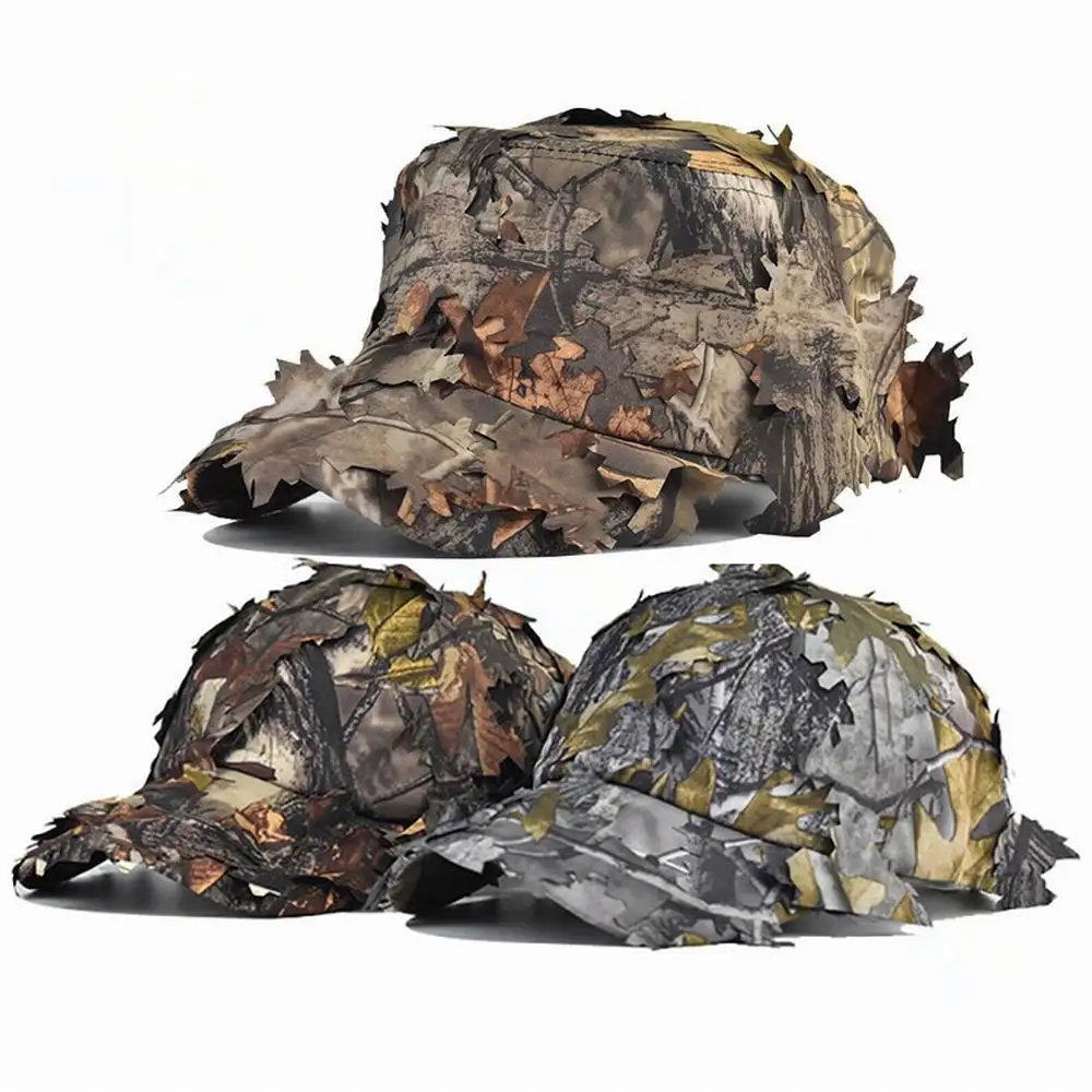 Camouflage Outdoor Tactical Military Cap with 3D Bionic Leaf Army