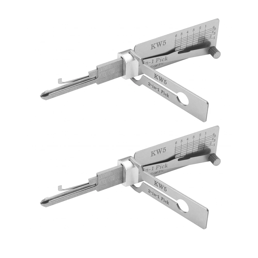 Professioneller KW1 KW5 2-in-1 Edelstahl-Schlüsseldecoder, tragbares Schlosserwerkzeug mit Präzisionshaken & O-Ring-Aufnahmewerkzeug-Set – Detail 8