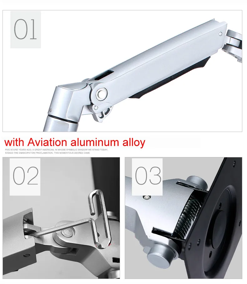 Alumínio e Aço Wall Bracket Mount Lcd Monitor Mount Mola Mecânica Braço Longo 1732 840 mm 110kg Vesa 200x200 - Imagem 2