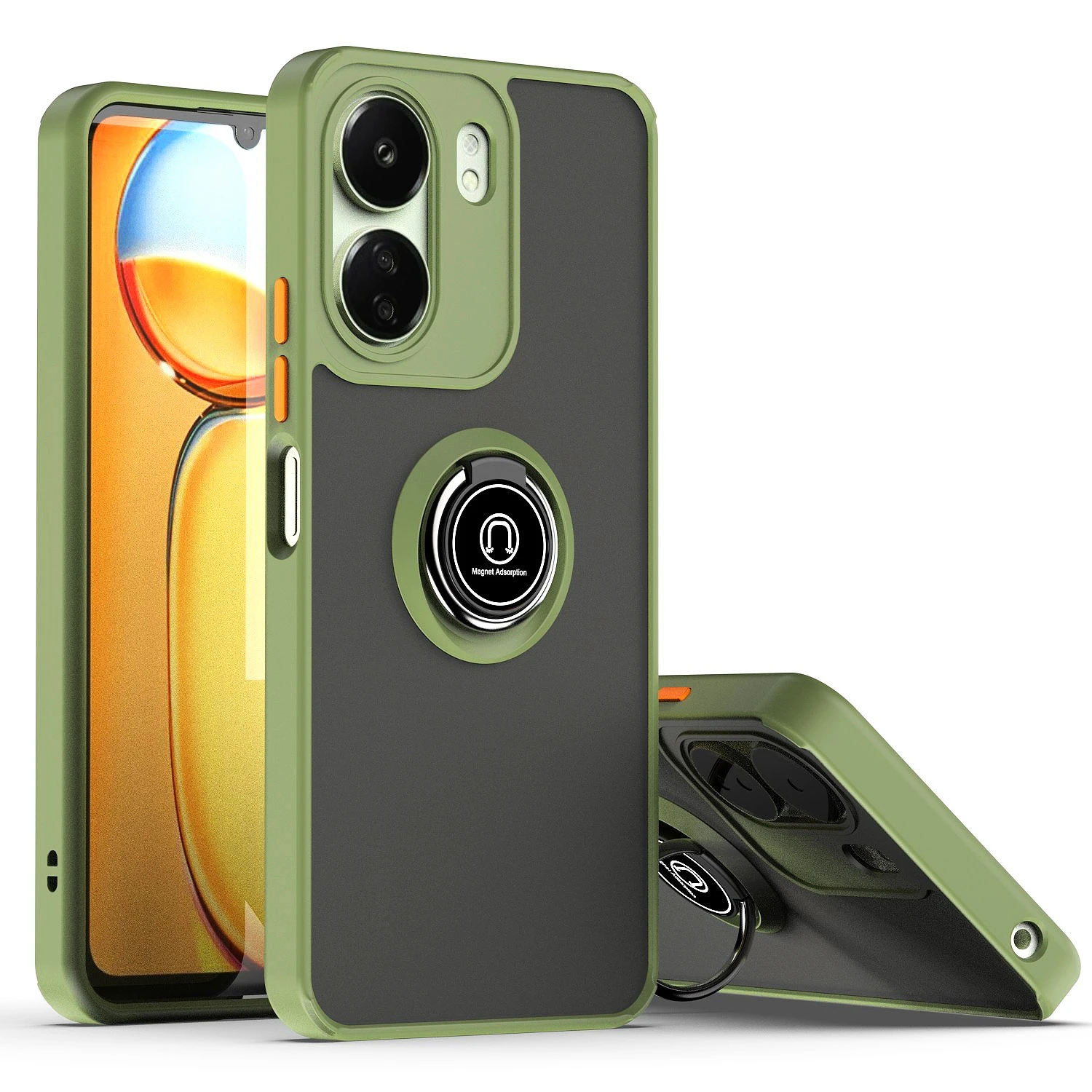 Armor Matte Case with Ring Magnetic Holder Stand - Robust Protection and Stylish Design