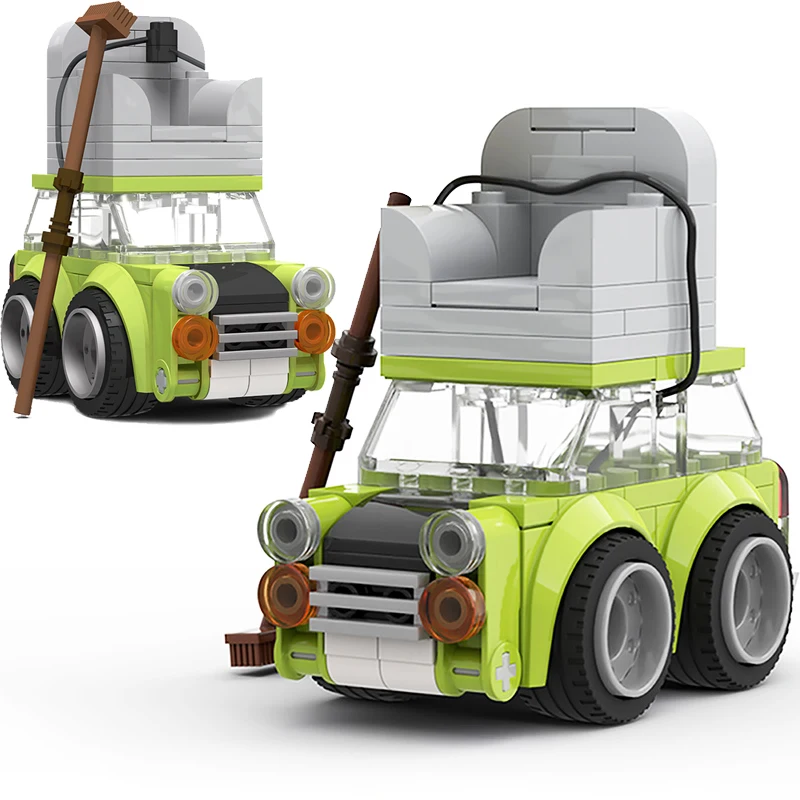 Moc Creative Mr Bean Green Mini Car Building Blocks Modificato Veicolo Tetto Divano Speed Chumps Bean Sports Car Bricks For Kids Boys
