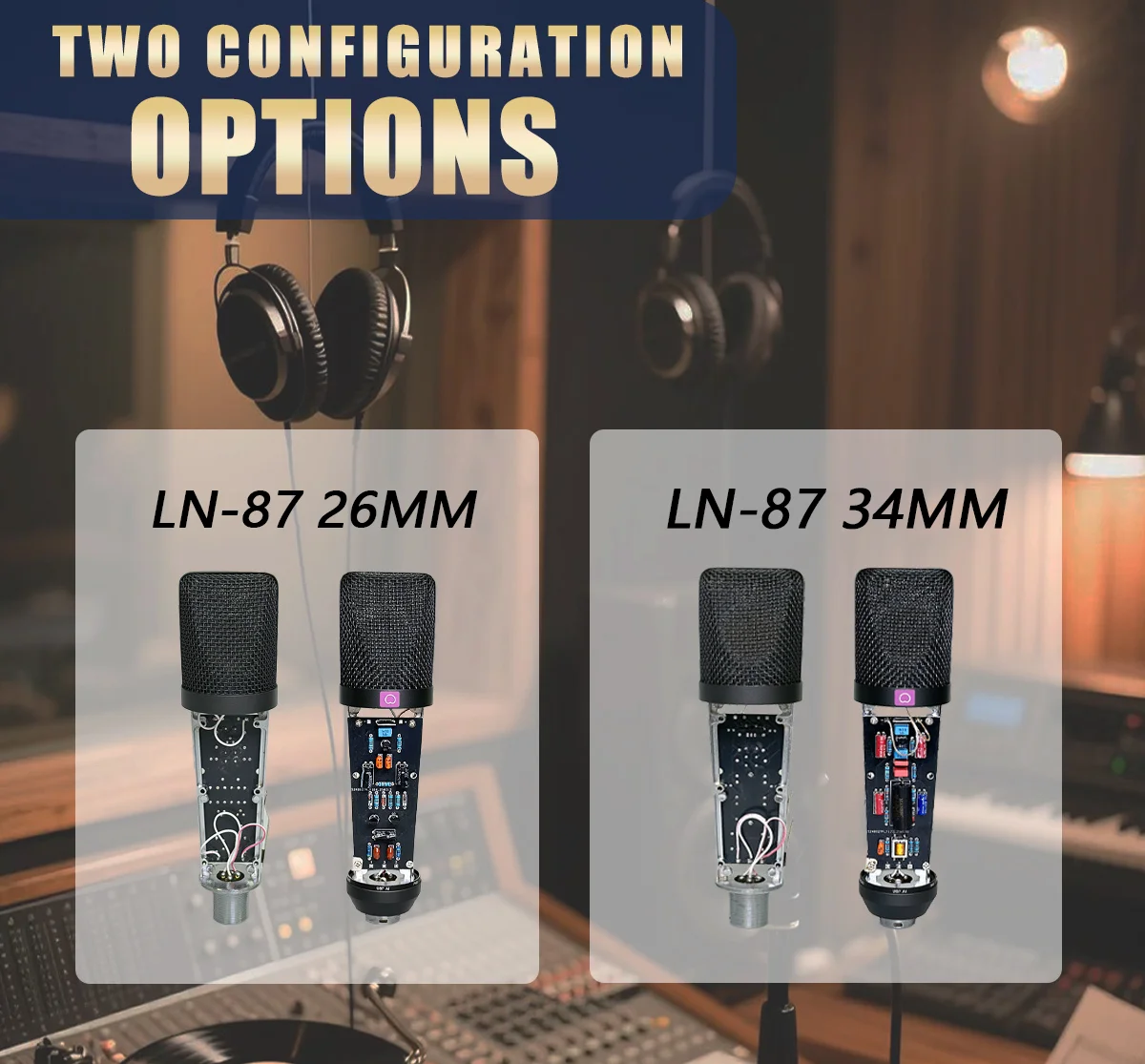 LN-87 메탈 디자인 고품질 사운드 콘덴서 마이크 스튜디오 전문 녹음용 마이크 (충격 방지 홀더 및 XLR 케이블 포함)