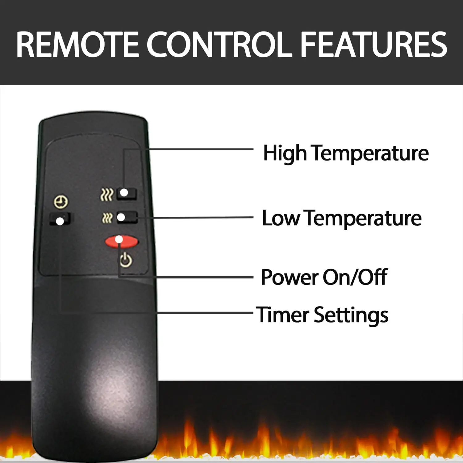 23-In. Freestanding 5116 BTU Electric Fireplace Heater Insert w/ Remote Control & Timer Flame Effect, Safety Shut Off, Dimmer 4