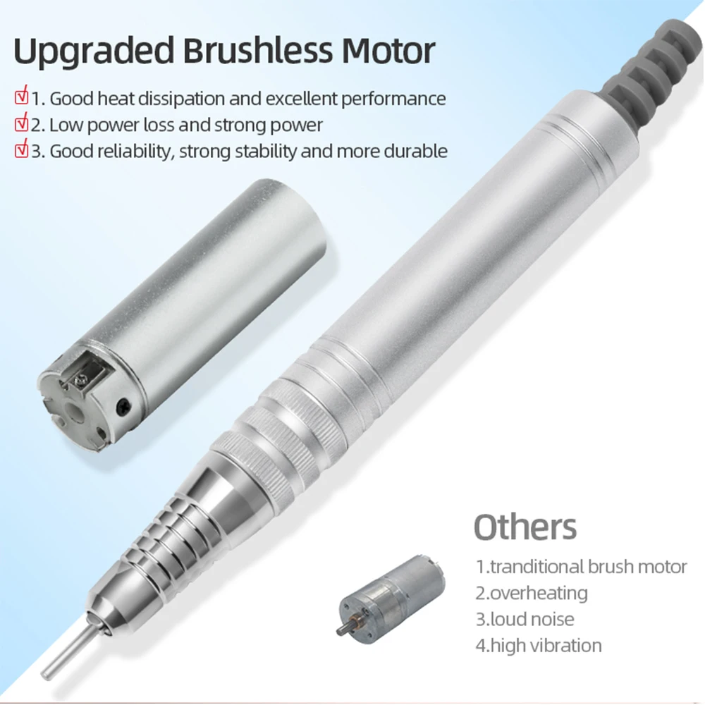 80W Brushless Nail Drill 35000RPM Manicure Machine for Nails Professional Electric Nail Sander Low Noise Nail Cutters for Salon 2