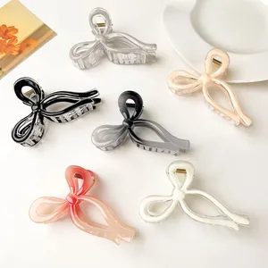 Jelly Color Bow Hair Claw Elegant Grab Clip Korean Style Bow Claw Clip Hair Accessories Headwear Large Shark Clip Girls