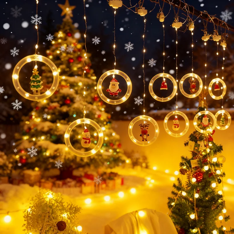 Guirlande lumineuse LED Père Noël, décoration de Noël, guirlande lumineuse d'intérieur, veilleuse, cadeau de Noël et de Nouvel An_voghion.com