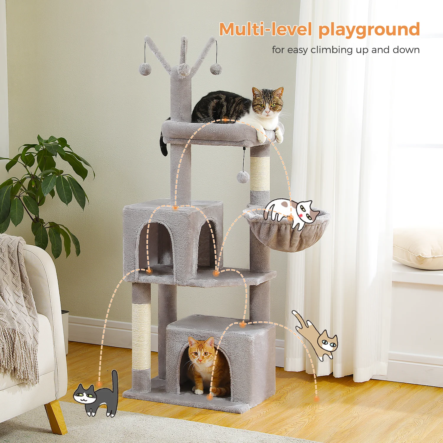 55-Inch Plush Cat Tree Tower 5