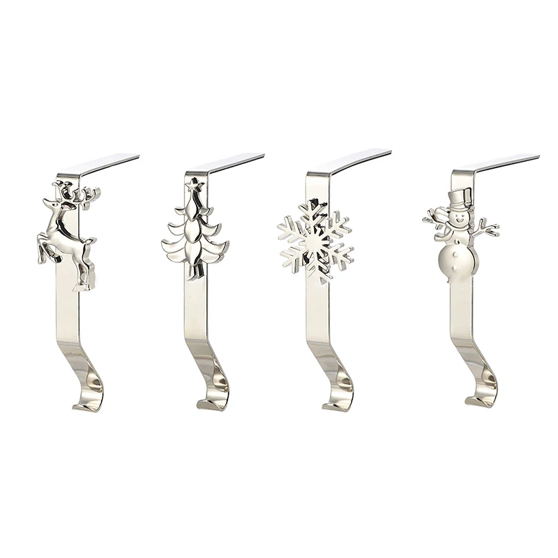 Christmas Stocking Holders Snowflake/Snowman/Elk/Tree Stocking Hook Clips for Mantle Fireplace Shelf Multi-Purpose Hooks DIY